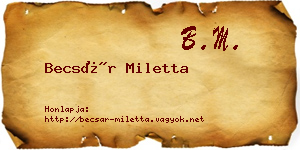 Becsár Miletta névjegykártya